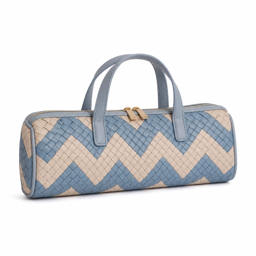 KH-BAGT-01 Desert Blue Zigzag Baguette, front view on a white background