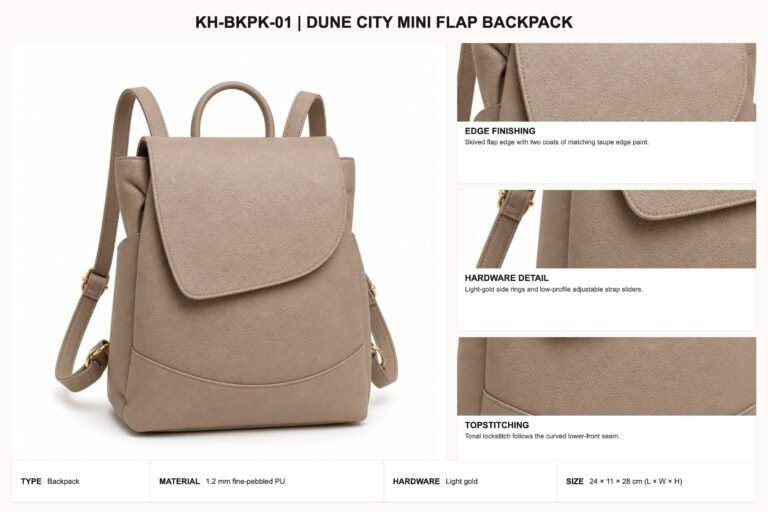 KH-BKPK-01 Dune City Mini Flap Backpack craft details