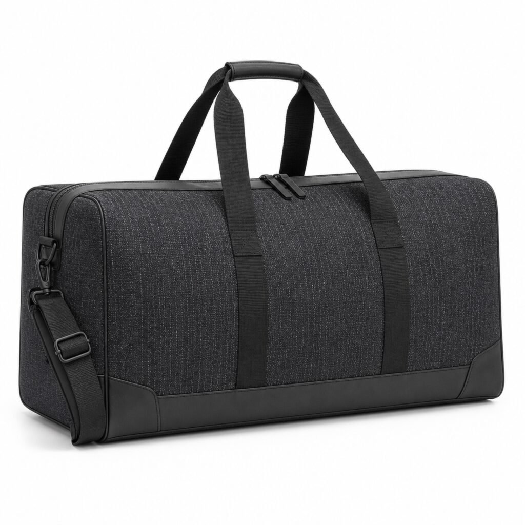 KH-DUFF-01 Charcoal Jacquard Weekender, front view on a white background