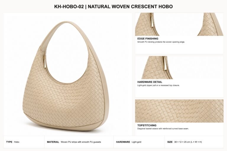KH-HOBO-02 Natural Woven Crescent Hobo craft details