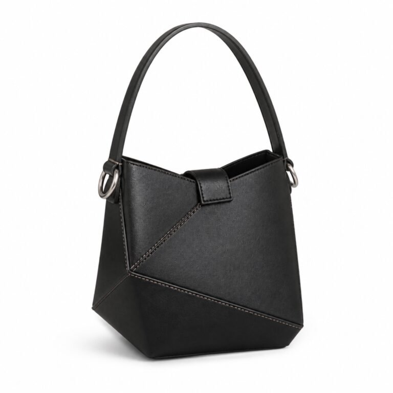 KH-SHLD-02 Black Origami Bucket Shoulder, front view on a white background