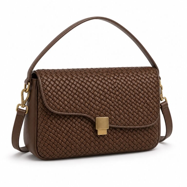 KH-SHLD-04 Cocoa Woven Flap Shoulder, front view on a white background