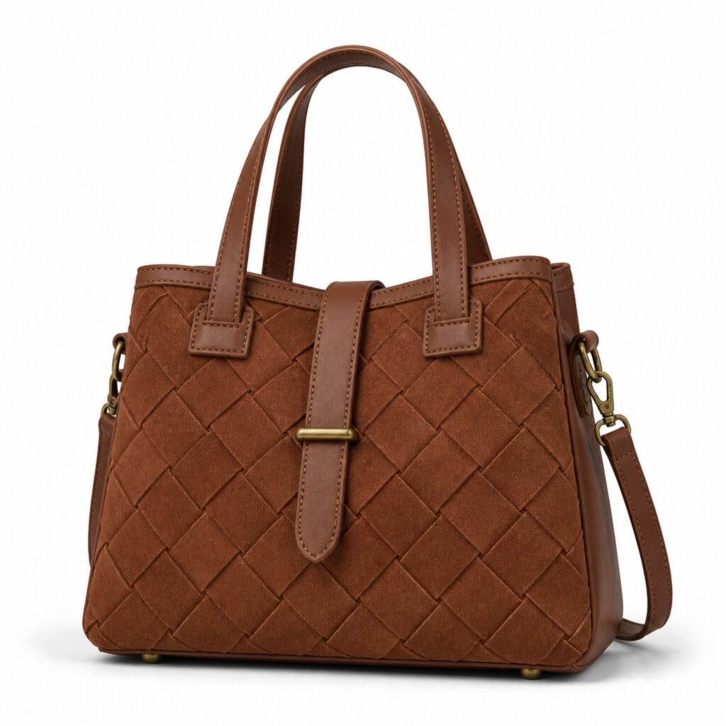KH-TOPH-01 Copper Woven Suede Top Handle, front view on a white background