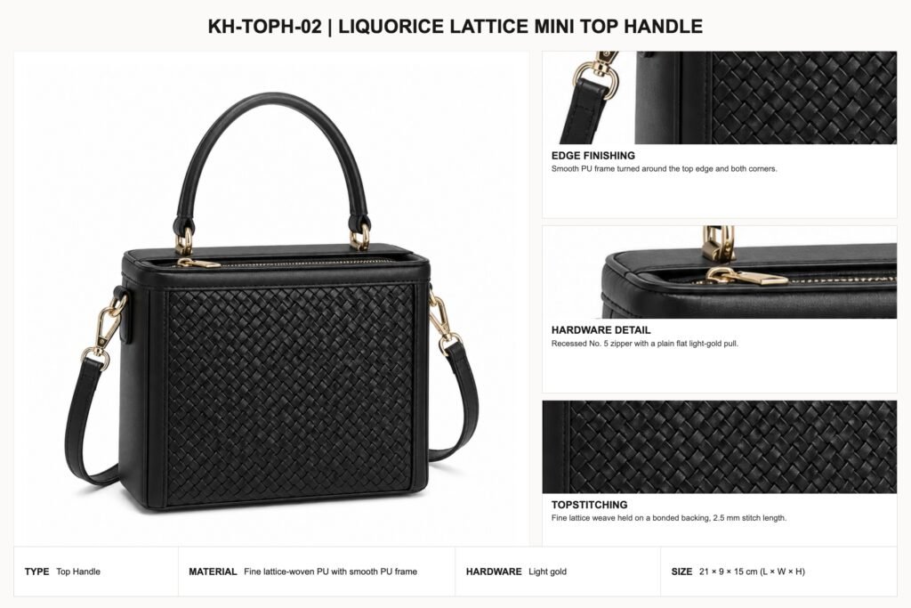 KH-TOPH-02 Liquorice Lattice Mini Top Handle craft details