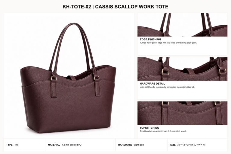 KH-TOTE-02 Cassis Scallop Work Tote craft details
