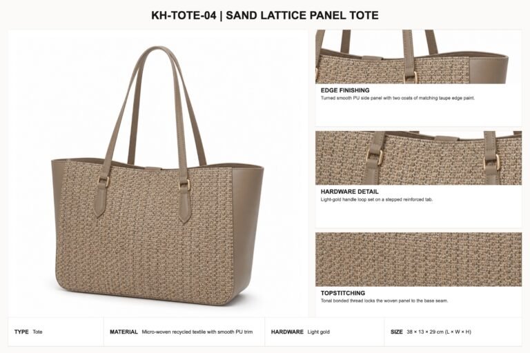 KH-TOTE-04 Sand Lattice Panel Tote craft details