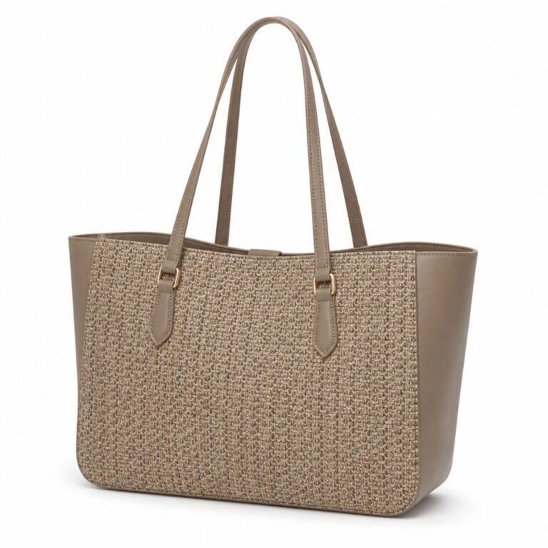 KH-TOTE-04 Sand Lattice Panel Tote, front view on a white background
