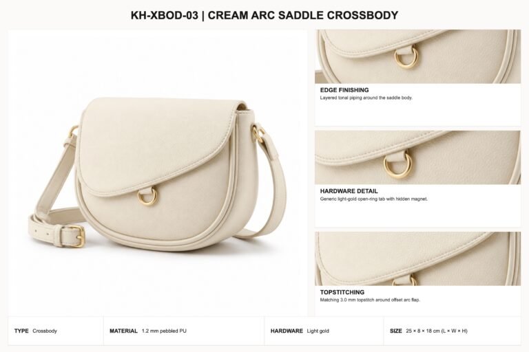 KH-XBOD-03 Cream Arc Saddle Crossbody craft details