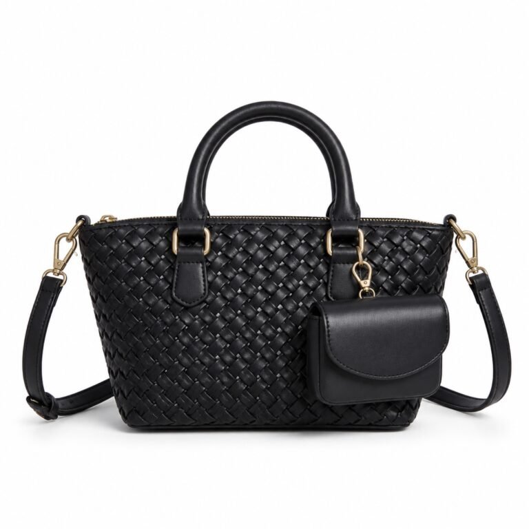 KH-XBOD-04 Midnight Woven Modular Satchel, front view on a white background