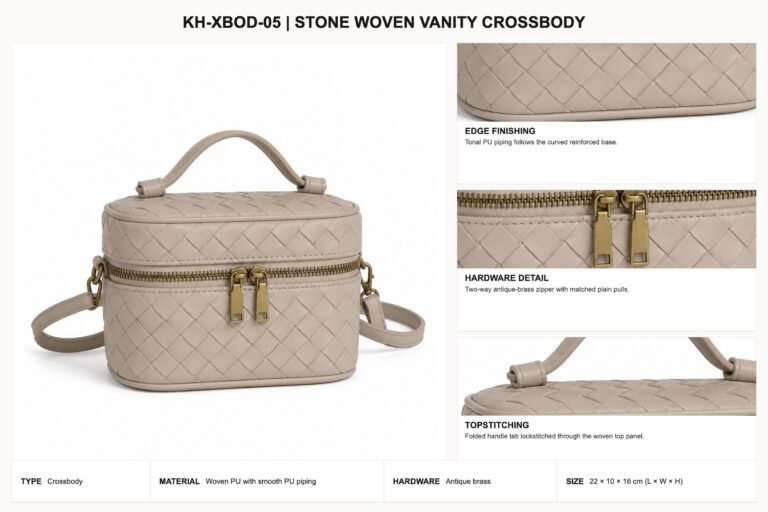 KH-XBOD-05 Stone Woven Vanity Crossbody craft details