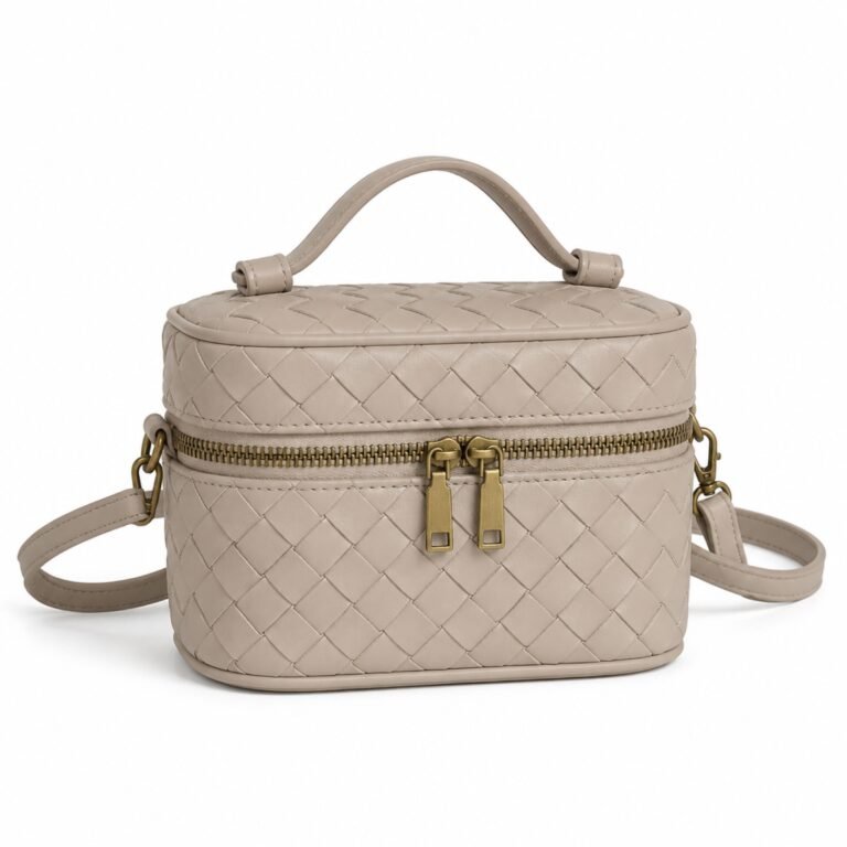 KH-XBOD-05 Stone Woven Vanity Crossbody, front view on a white background