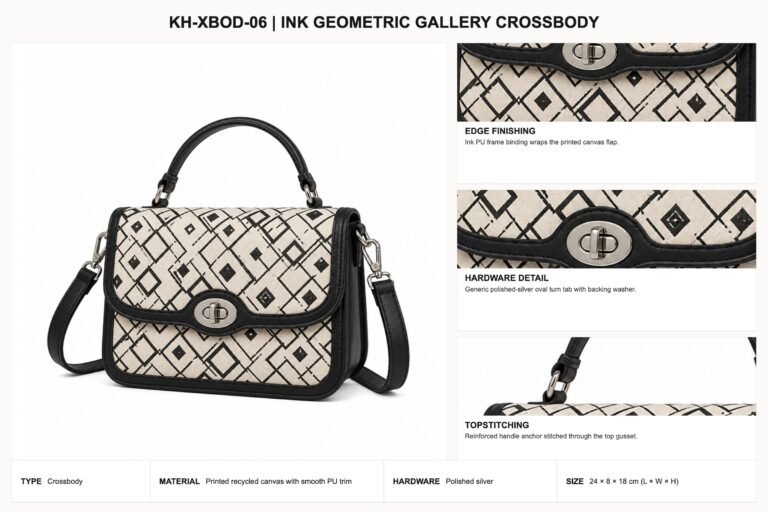 KH-XBOD-06 Ink Geometric Gallery Crossbody craft details