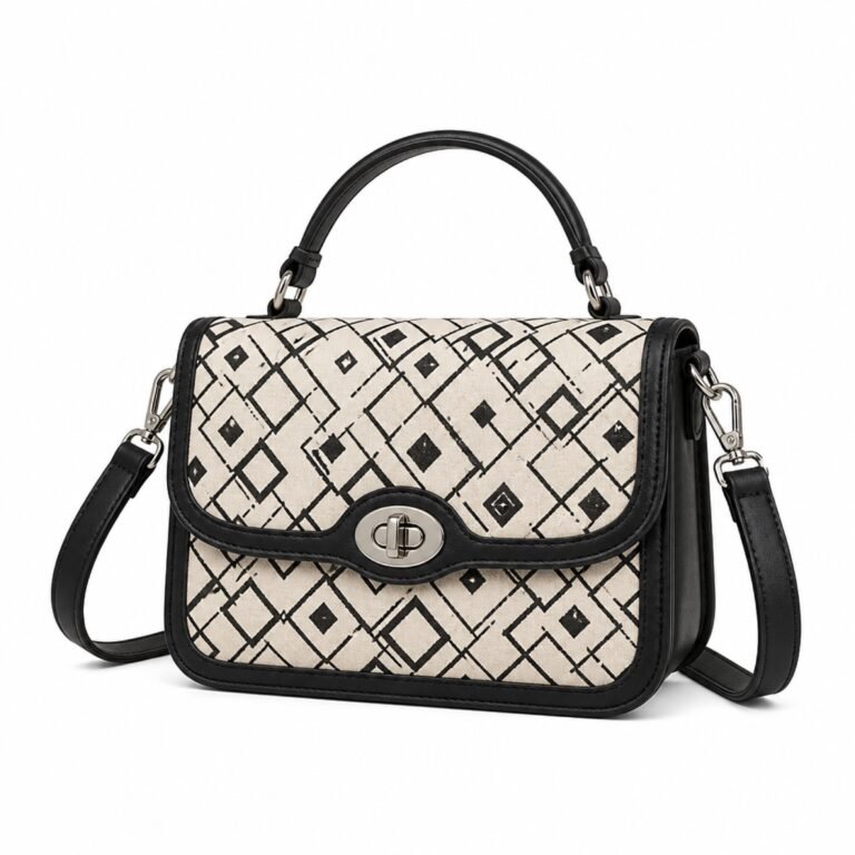 KH-XBOD-06 Ink Geometric Gallery Crossbody, front view on a white background